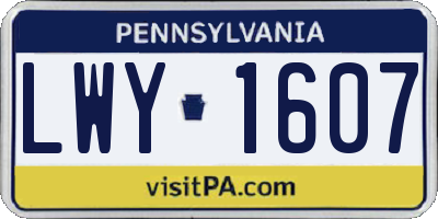 PA license plate LWY1607