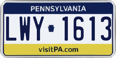 PA license plate LWY1613