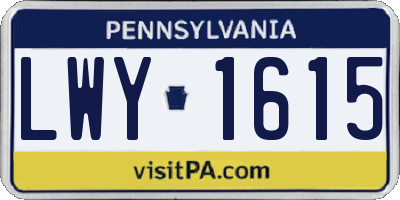 PA license plate LWY1615
