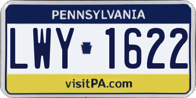 PA license plate LWY1622