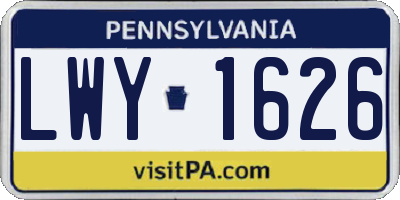 PA license plate LWY1626
