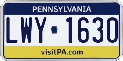 PA license plate LWY1630