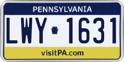 PA license plate LWY1631