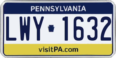 PA license plate LWY1632