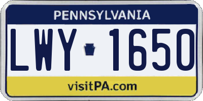 PA license plate LWY1650