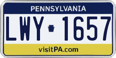 PA license plate LWY1657