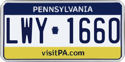 PA license plate LWY1660