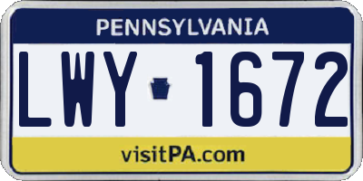 PA license plate LWY1672