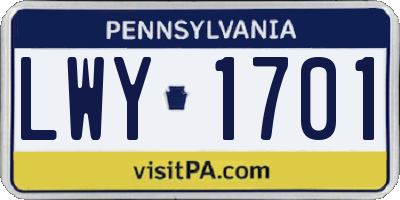 PA license plate LWY1701