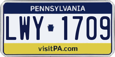 PA license plate LWY1709