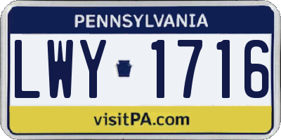 PA license plate LWY1716