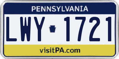 PA license plate LWY1721