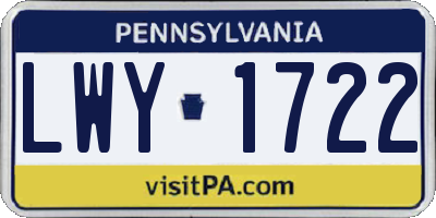 PA license plate LWY1722
