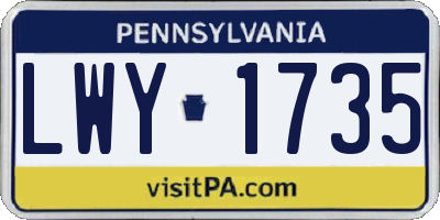 PA license plate LWY1735