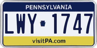 PA license plate LWY1747