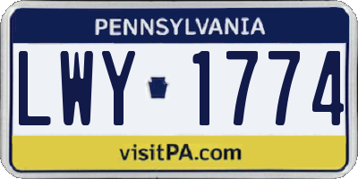 PA license plate LWY1774