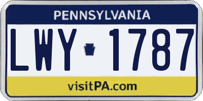 PA license plate LWY1787