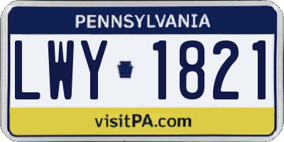 PA license plate LWY1821