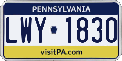 PA license plate LWY1830