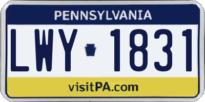 PA license plate LWY1831
