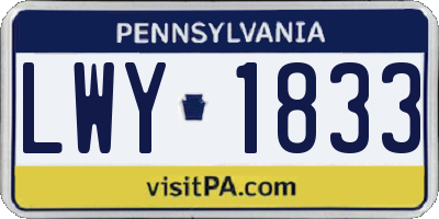 PA license plate LWY1833