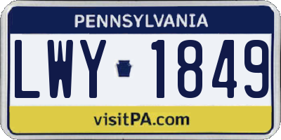 PA license plate LWY1849