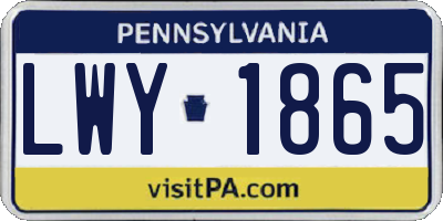 PA license plate LWY1865
