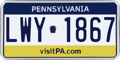 PA license plate LWY1867