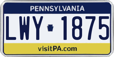PA license plate LWY1875