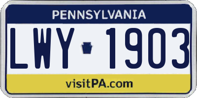 PA license plate LWY1903