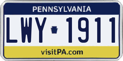 PA license plate LWY1911