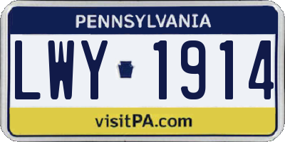 PA license plate LWY1914