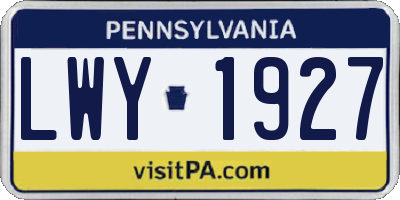 PA license plate LWY1927