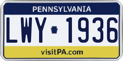 PA license plate LWY1936