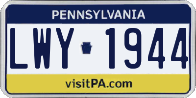 PA license plate LWY1944