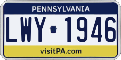 PA license plate LWY1946