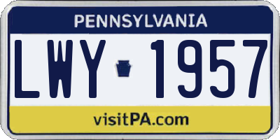PA license plate LWY1957