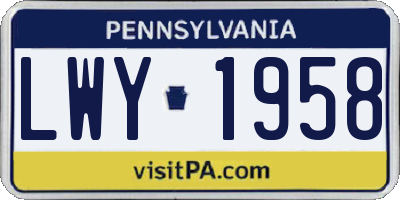 PA license plate LWY1958