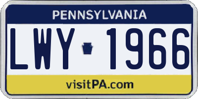 PA license plate LWY1966