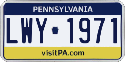 PA license plate LWY1971
