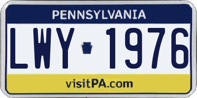 PA license plate LWY1976