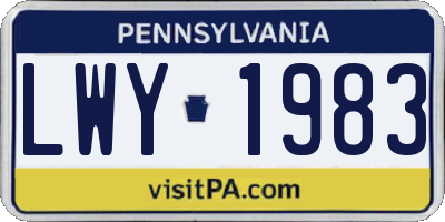 PA license plate LWY1983