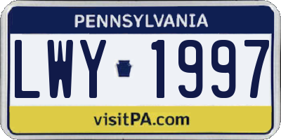PA license plate LWY1997