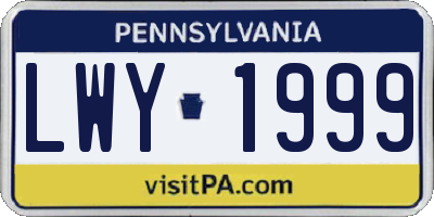 PA license plate LWY1999