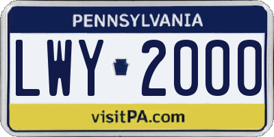 PA license plate LWY2000
