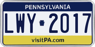 PA license plate LWY2017