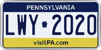 PA license plate LWY2020