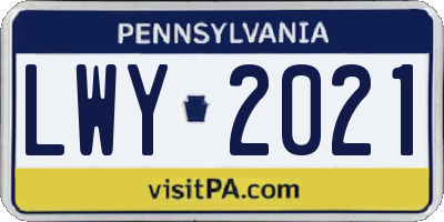 PA license plate LWY2021