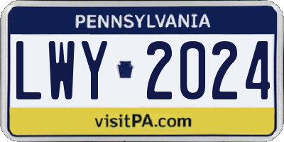 PA license plate LWY2024