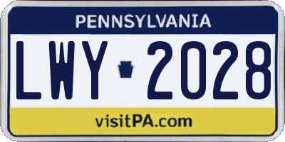 PA license plate LWY2028